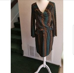 NWOT Patterned Midi Sleeve Sweater Dress